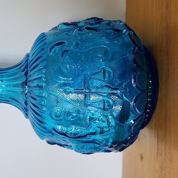 Rare Zodiac Turquoise Decanter Genie Bottle Italy With Star Stopper 13.5" - Picture 8 of 11